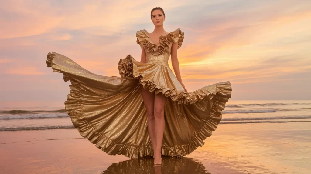Gold Ruffled Dress