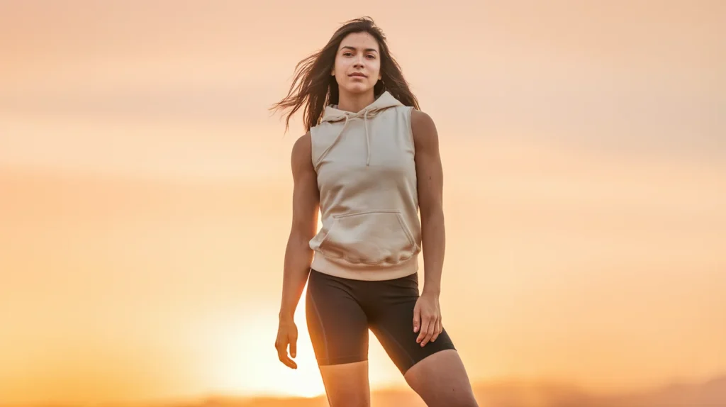 Sleeveless Hoodie and Biker Shorts