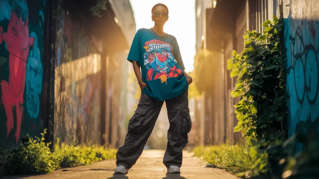 Streetwear Graphic Tee with Cargo Pants